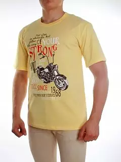 Веселая желтая мужская футболка из хлопка со стильным принтом Альфа 1799 желтый распродажа